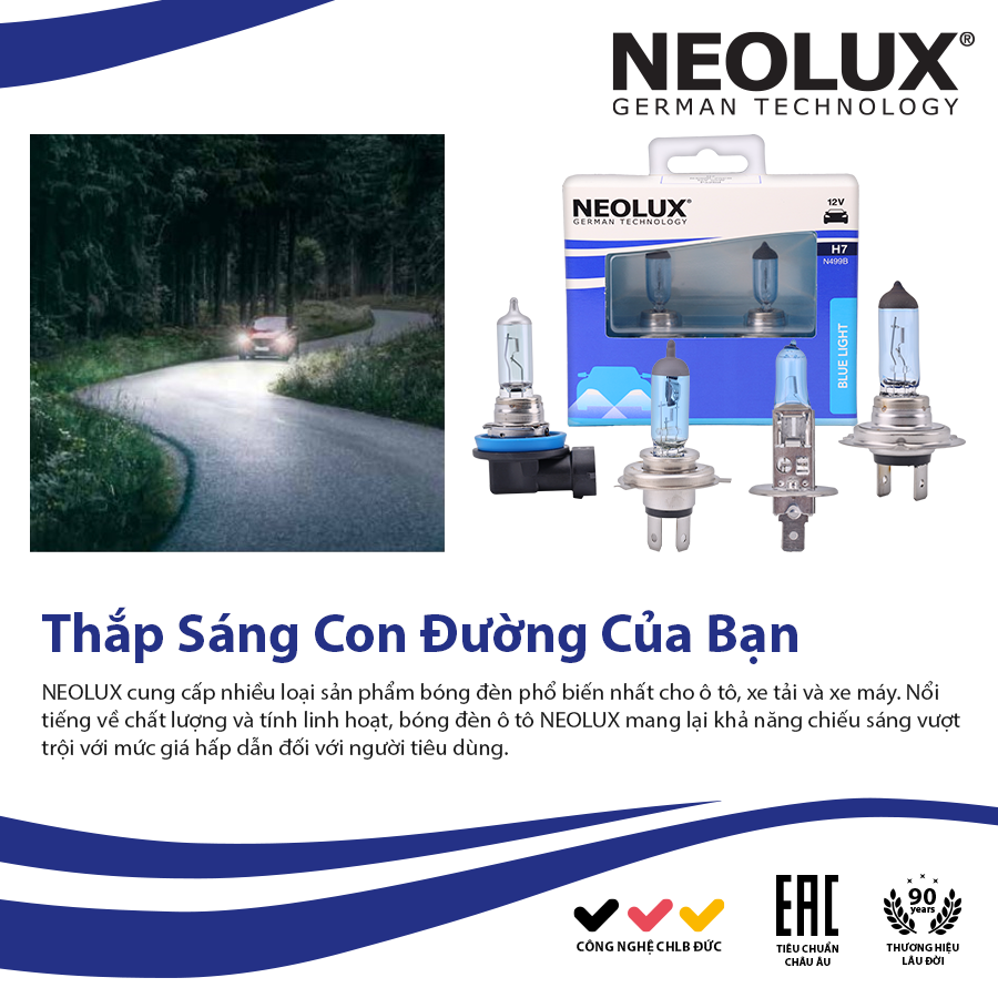 Bóng Halogen Blue Light H1 12V 55W P14.5S N448B-2SCB Hiệu Neolux