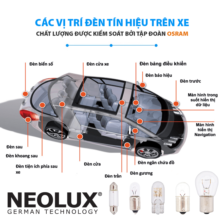 Bóng đèn sau S25 1 tim (VÀNG) Chân Xéo 12V 21W (BAU15S) N581 Hiệu NEOLUX