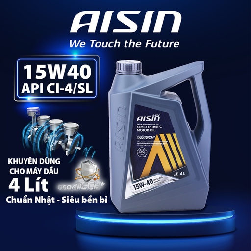 [9NAECSI1544PN] Nhớt Động Cơ Aisin 15W-40 CI4/SL Semi Synthetic 4 Lít ECSI1544P
