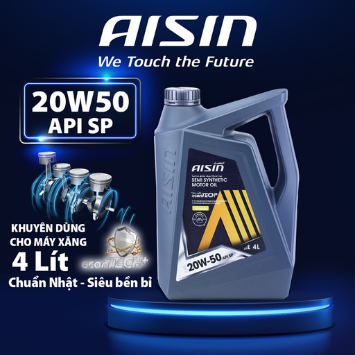 [9NAESSNP2054PN] Nhớt Động Cơ Aisin 20W-50 SN/CF Semi Synthetic 4 Lít ESSNP2054P