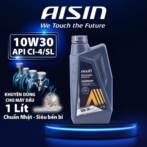 [9NAECSI1031PN] Nhớt Động Cơ Aisin 10W-30 CI-4/SL econTECH+ Semi Synthetic 1 Lít ECSI1031PB