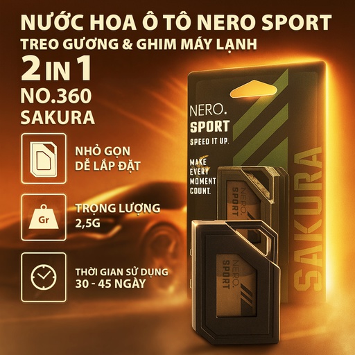 [DTF3602] Dầu thơm NO.360-2 2in1(treo kính+ghim máy lạnh) 2.5g SAKURA
